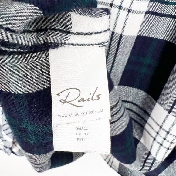 Rails Dylan Relaxed Fit Plaid Long Sleeve Button Down Crop Shirt Size Small - Picture 6 of 10